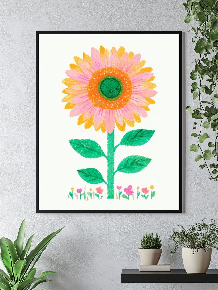 Whimsical Flower Illustration Poster. — room view 4
