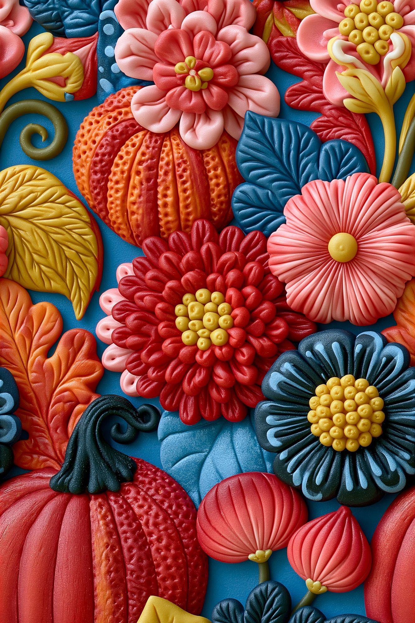 Textured Floral Relief Poster. poster detail
