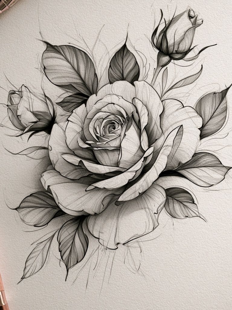 Rose Sketch Botanical Print. poster — botanical art