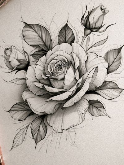 Rose Sketch Botanical Print. poster