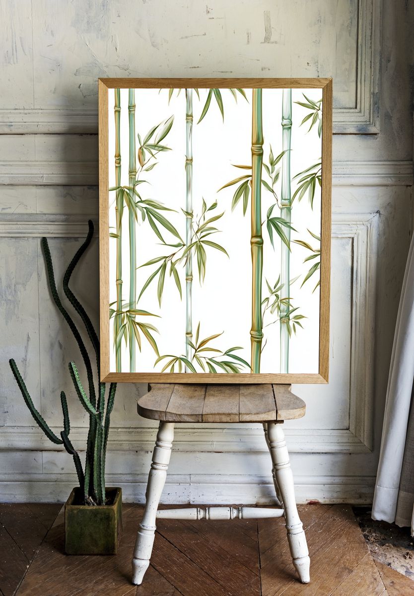Bamboo Grove Botanical Print. room preview