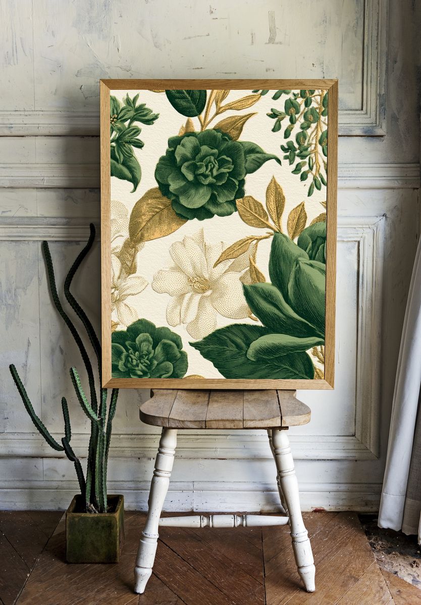 Botanical Floral Pattern Print. — room view 1