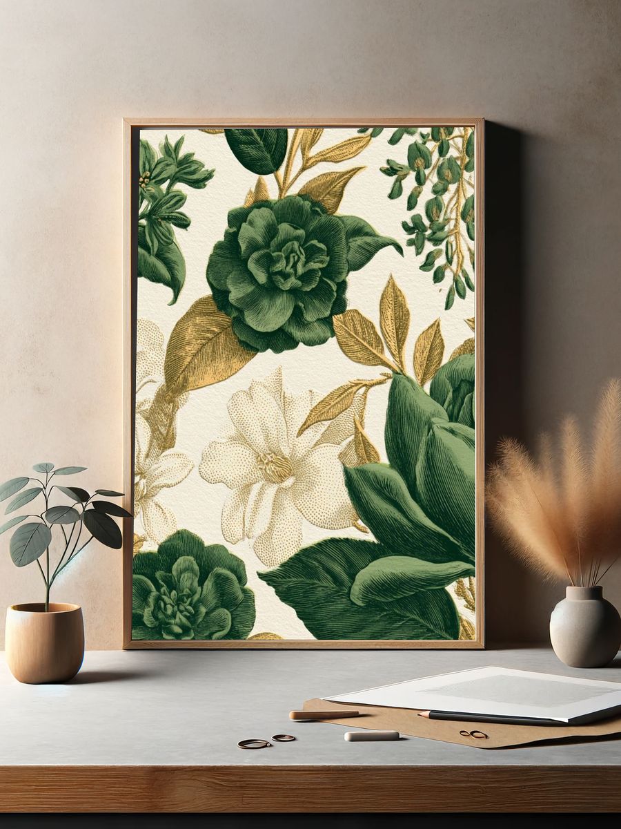 Botanical Floral Pattern Print. — room view 2