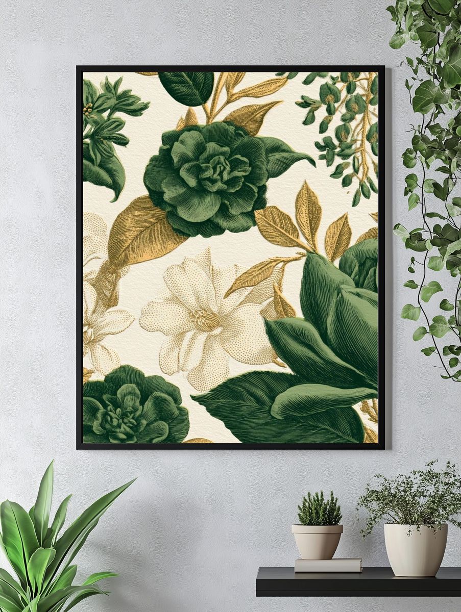 Botanical Floral Pattern Print. — room view 4