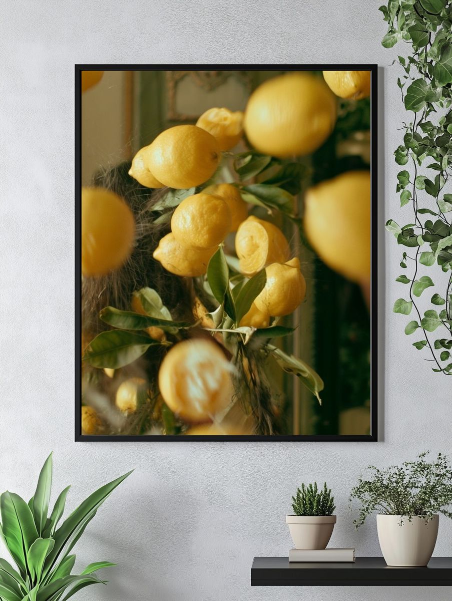 Lemon Branch Still Life Print. — room view 4
