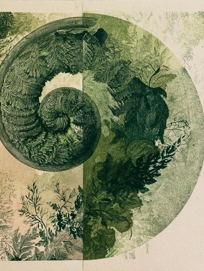 Botanical Spiral Collage Print. poster