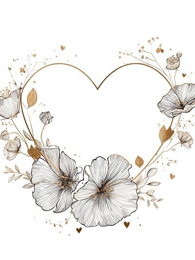 Floral Heart Line Art Poster.