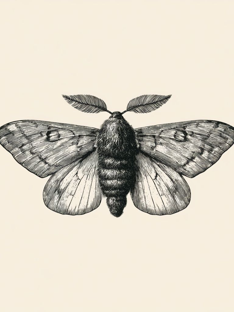 Moth Botanical Line Art Poster. poster detail