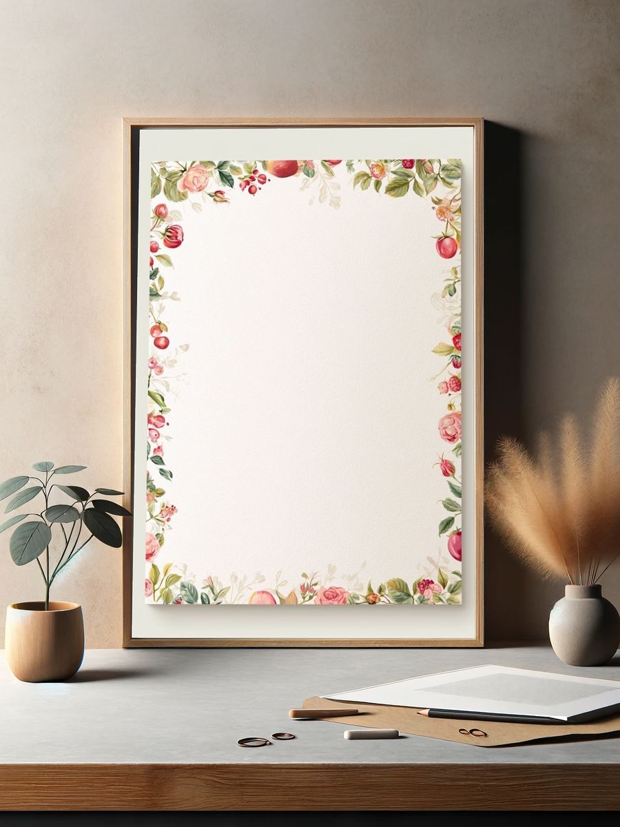 Floral Border Watercolor Print. — room view 2