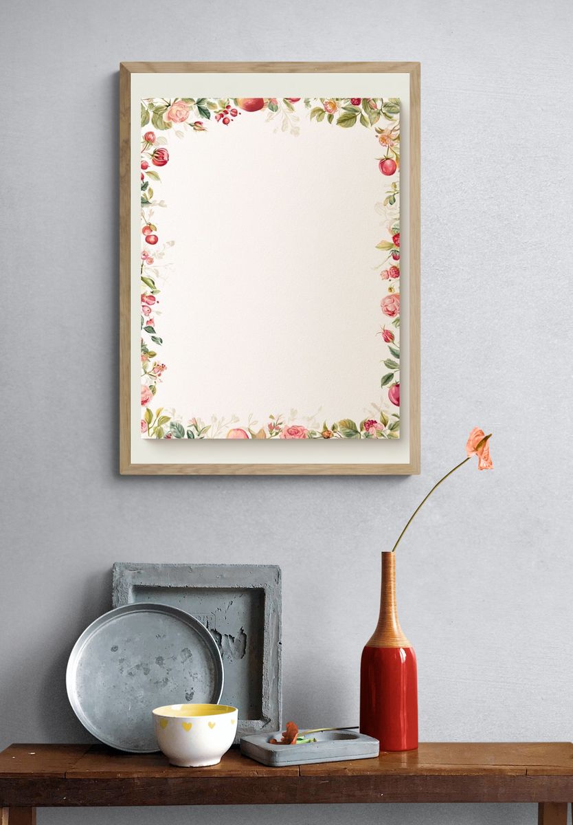 Floral Border Watercolor Print. — room view 3