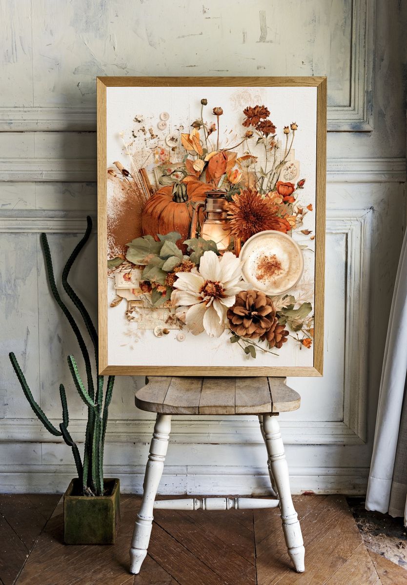 Autumn Floral Still Life Poster. room preview