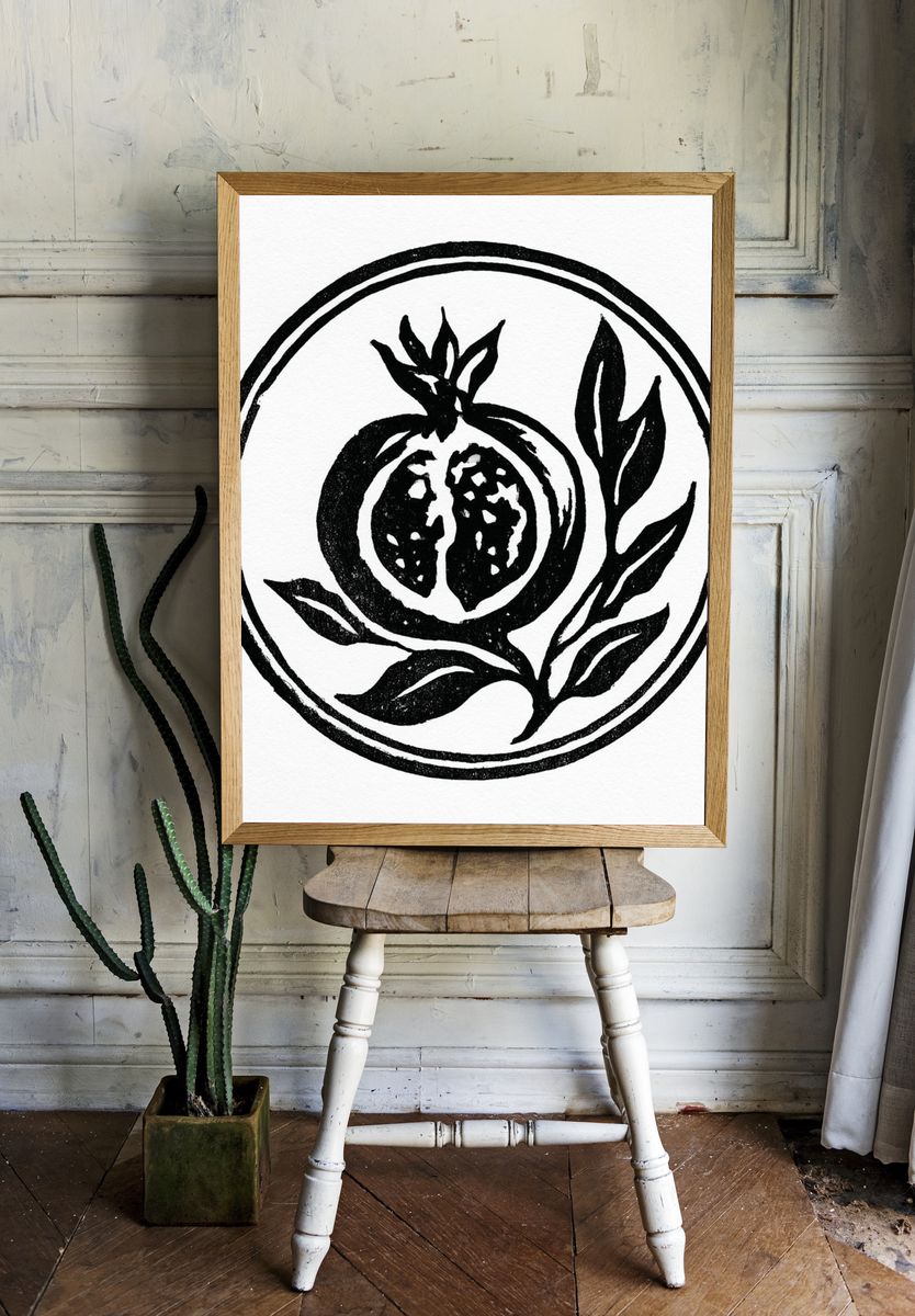 Pomegranate Botanical Print. — room view 1