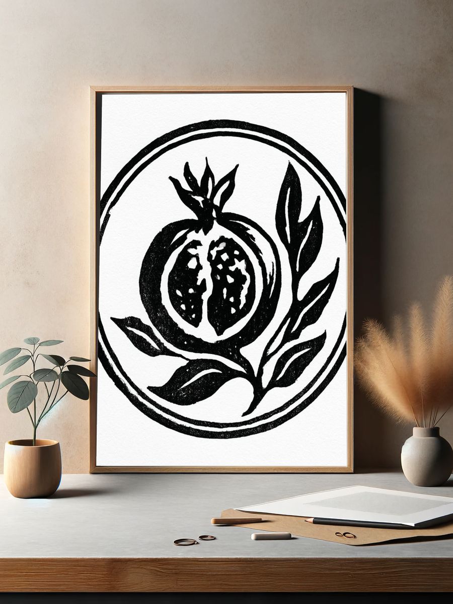 Pomegranate Botanical Print. — room view 2