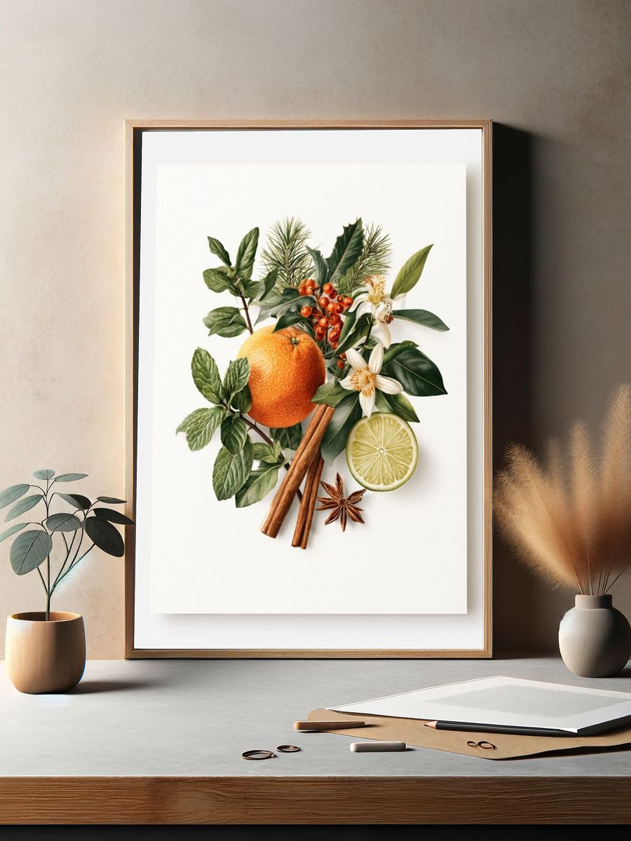 Citrus Botanical Still Life Poster. — room view 2