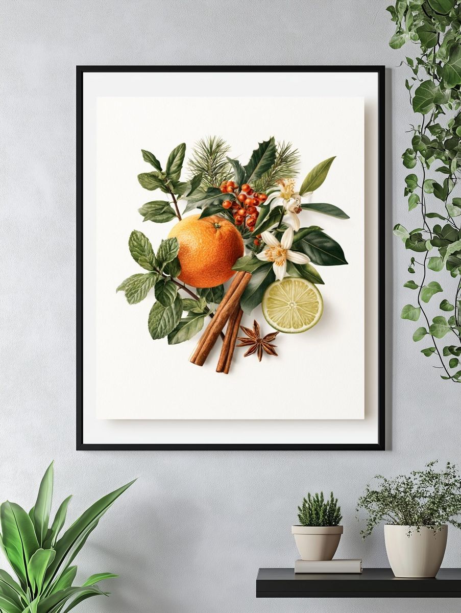 Citrus Botanical Still Life Poster. — room view 4
