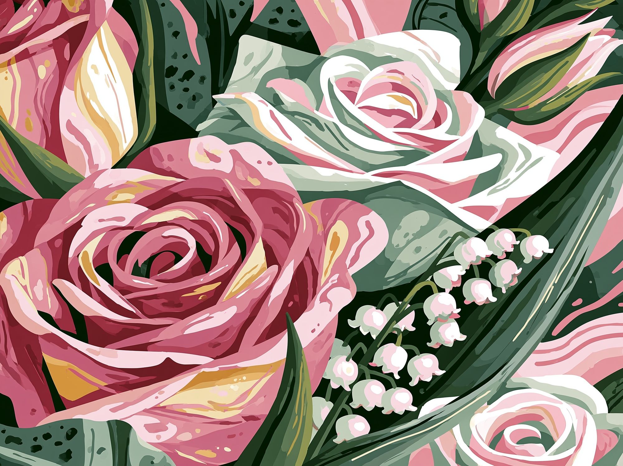 Pink Floral Bouquet Illustration Poster. poster detail
