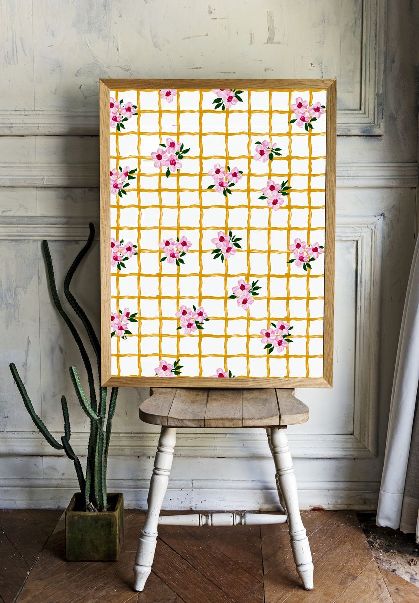 Floral Trellis Pattern Print. — room view 1