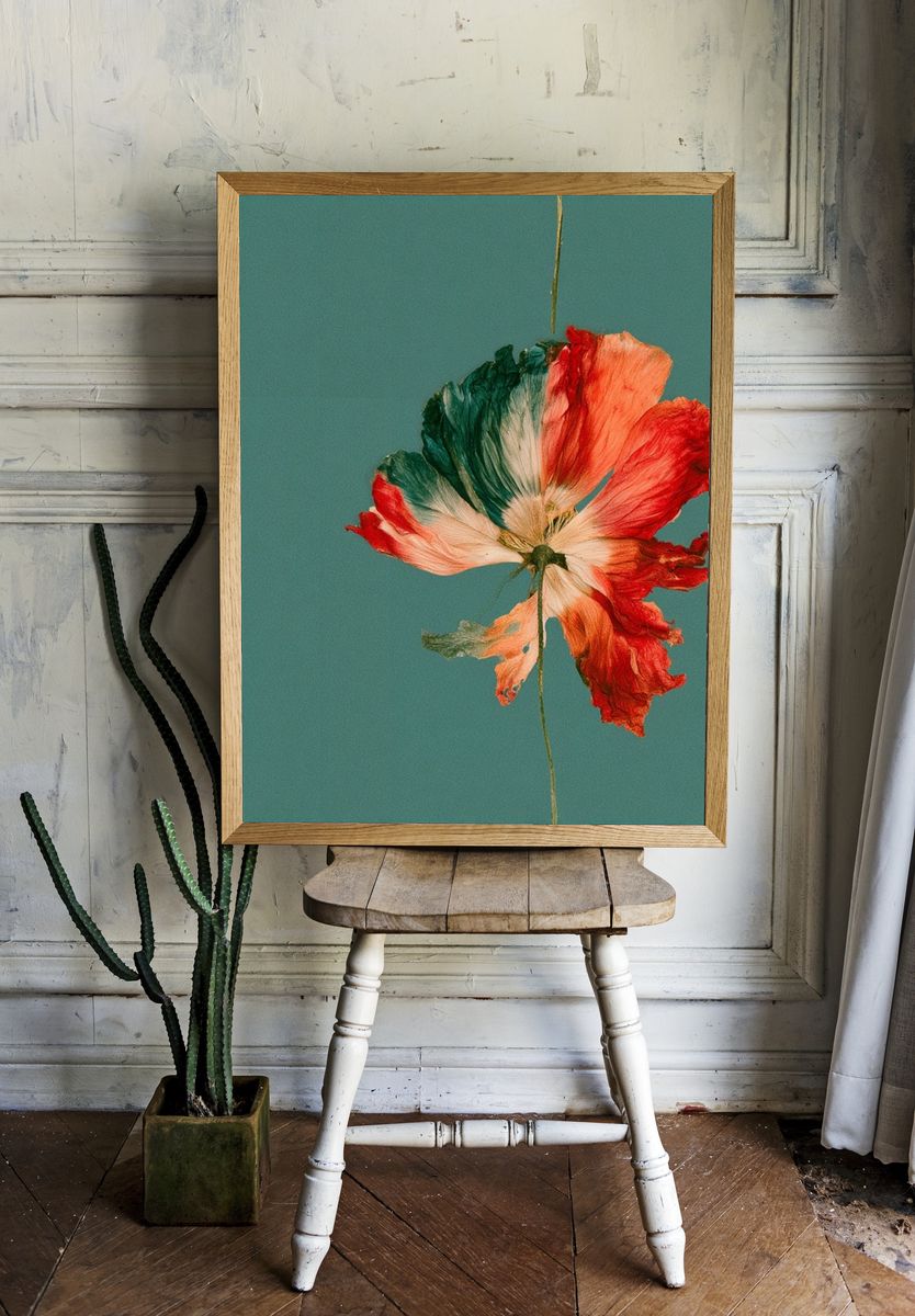 Pressed Poppy Botanical Poster. — room view 1