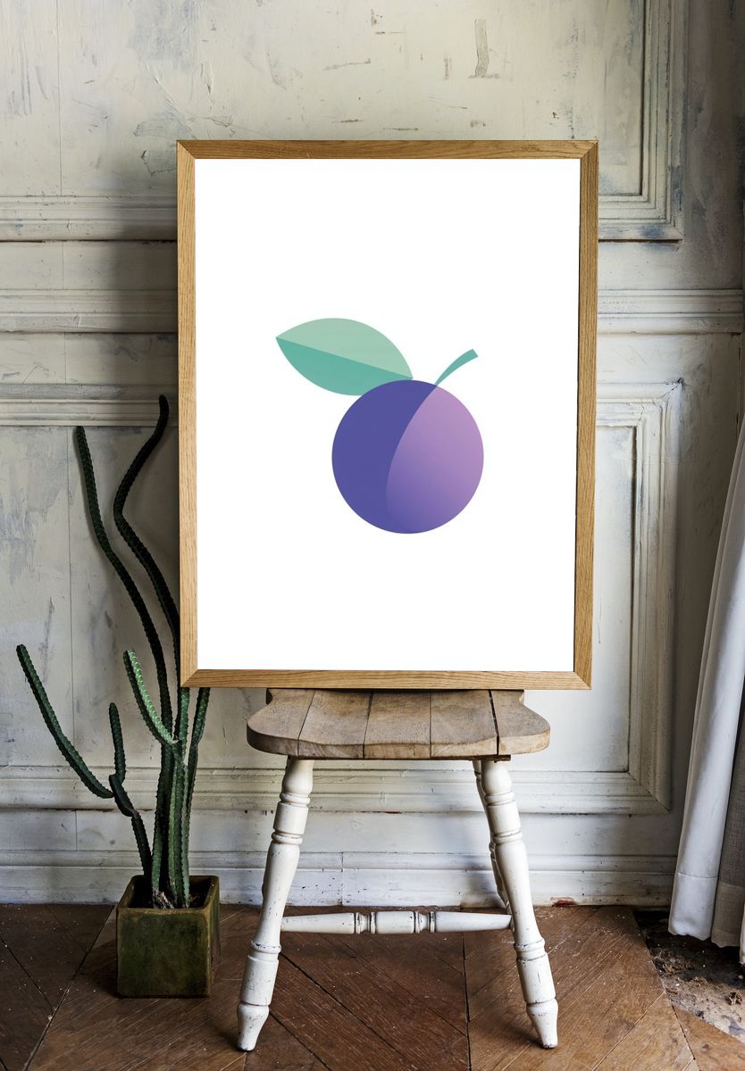 Plum Leaf Minimalist Poster. — room view 1