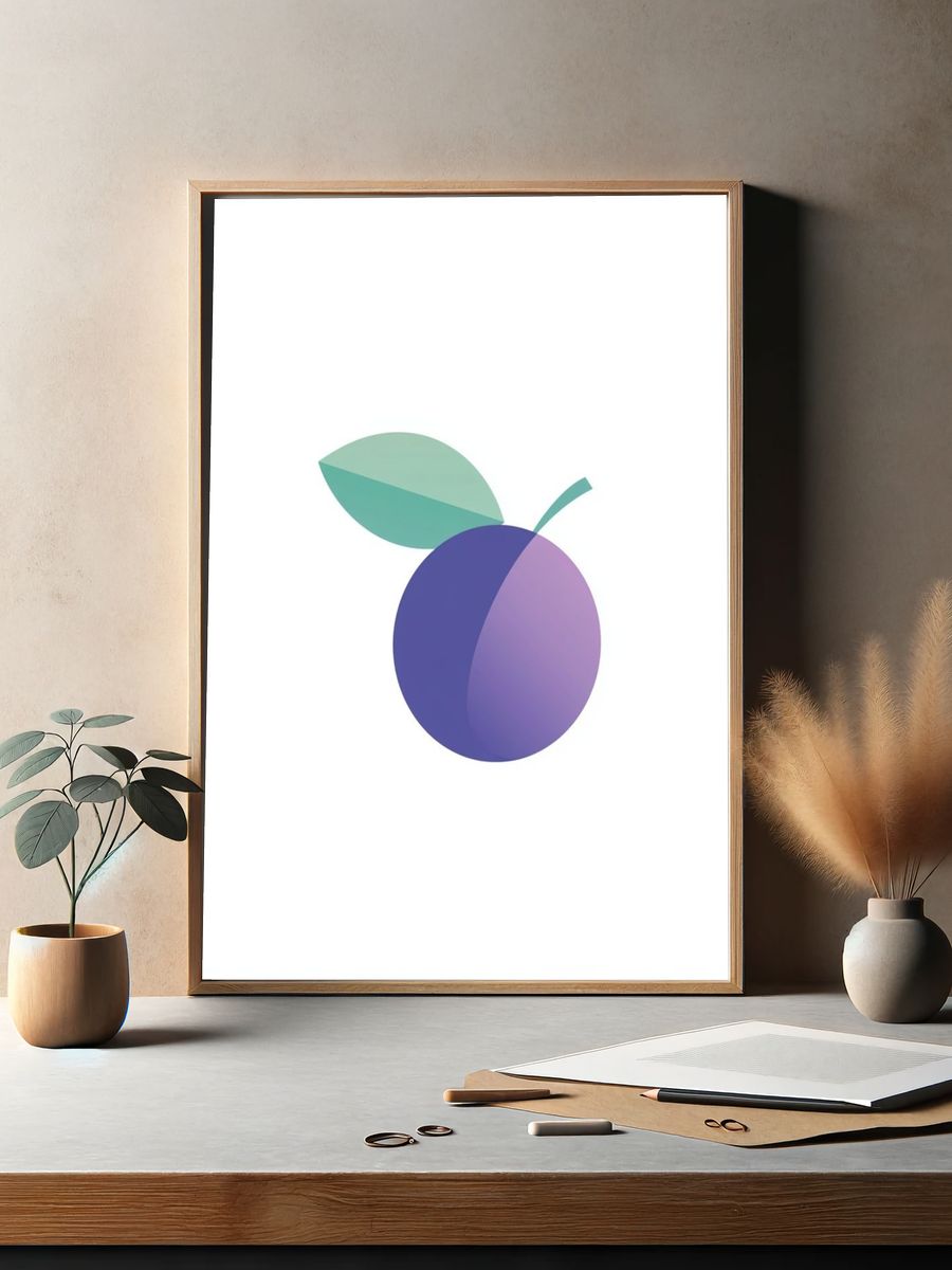 Plum Leaf Minimalist Poster. — room view 2