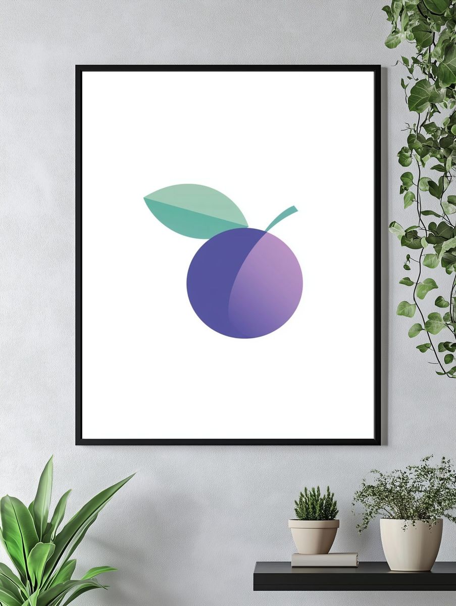 Plum Leaf Minimalist Poster. — room view 4
