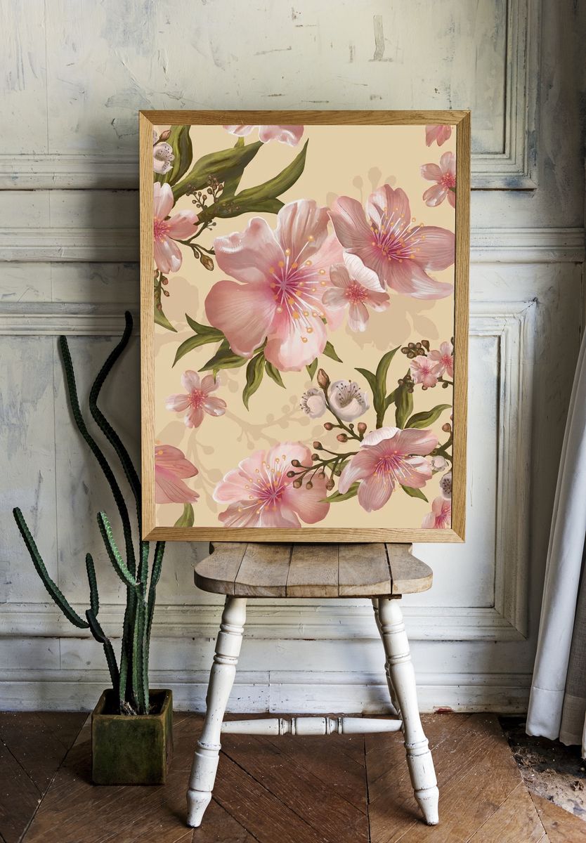 Illustration drawing of Watercolor flower. room preview