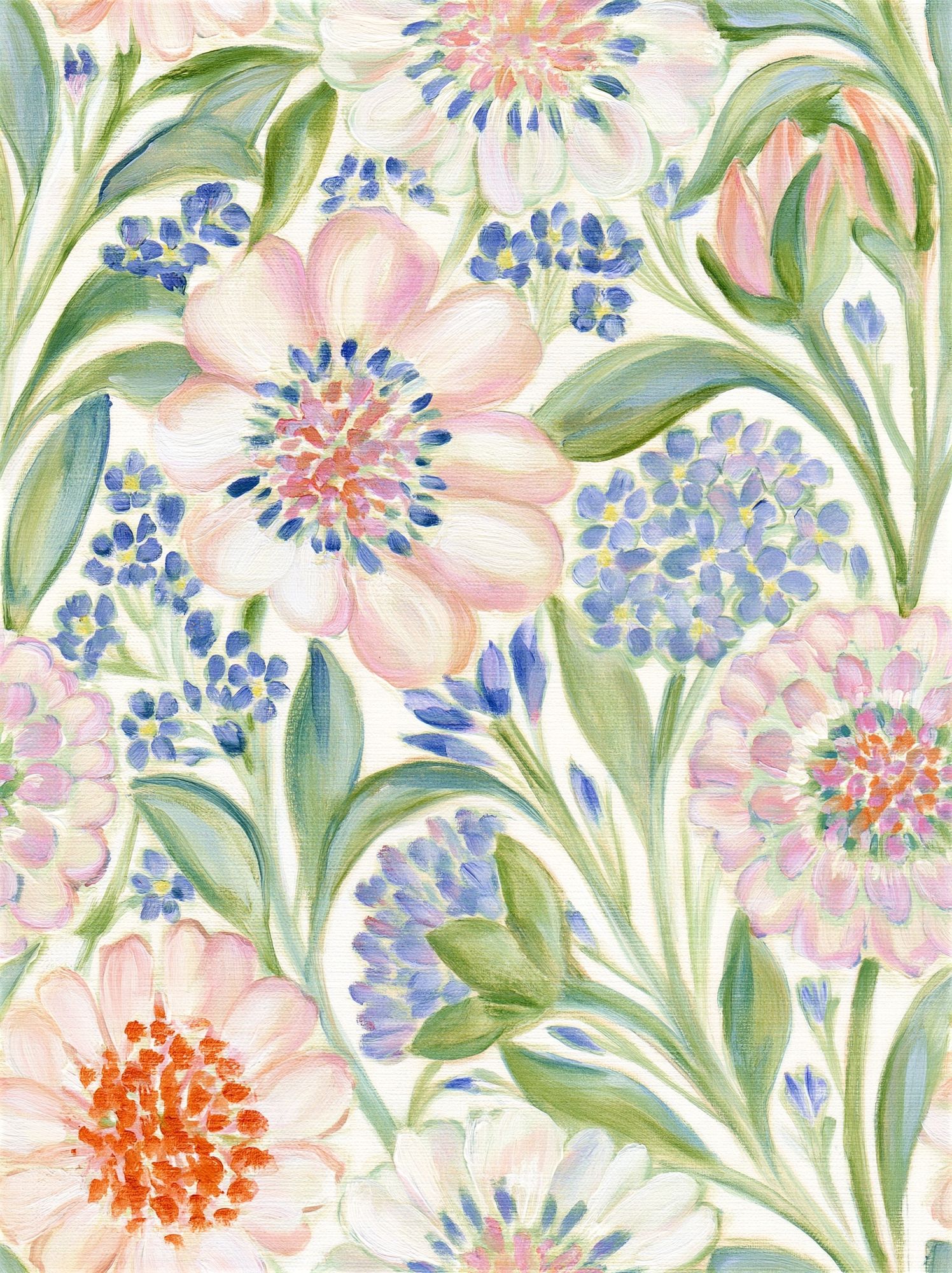 Pastel Floral Garden Print. poster — botanical art