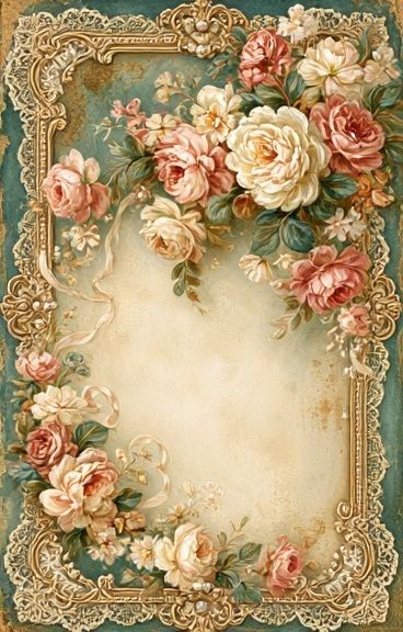 Vintage Floral Ornate Frame Poster. poster — botanical art