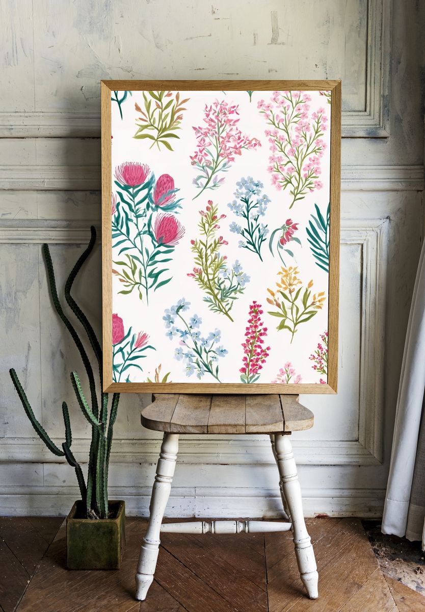 Wildflower Botanical Print. — room view 1