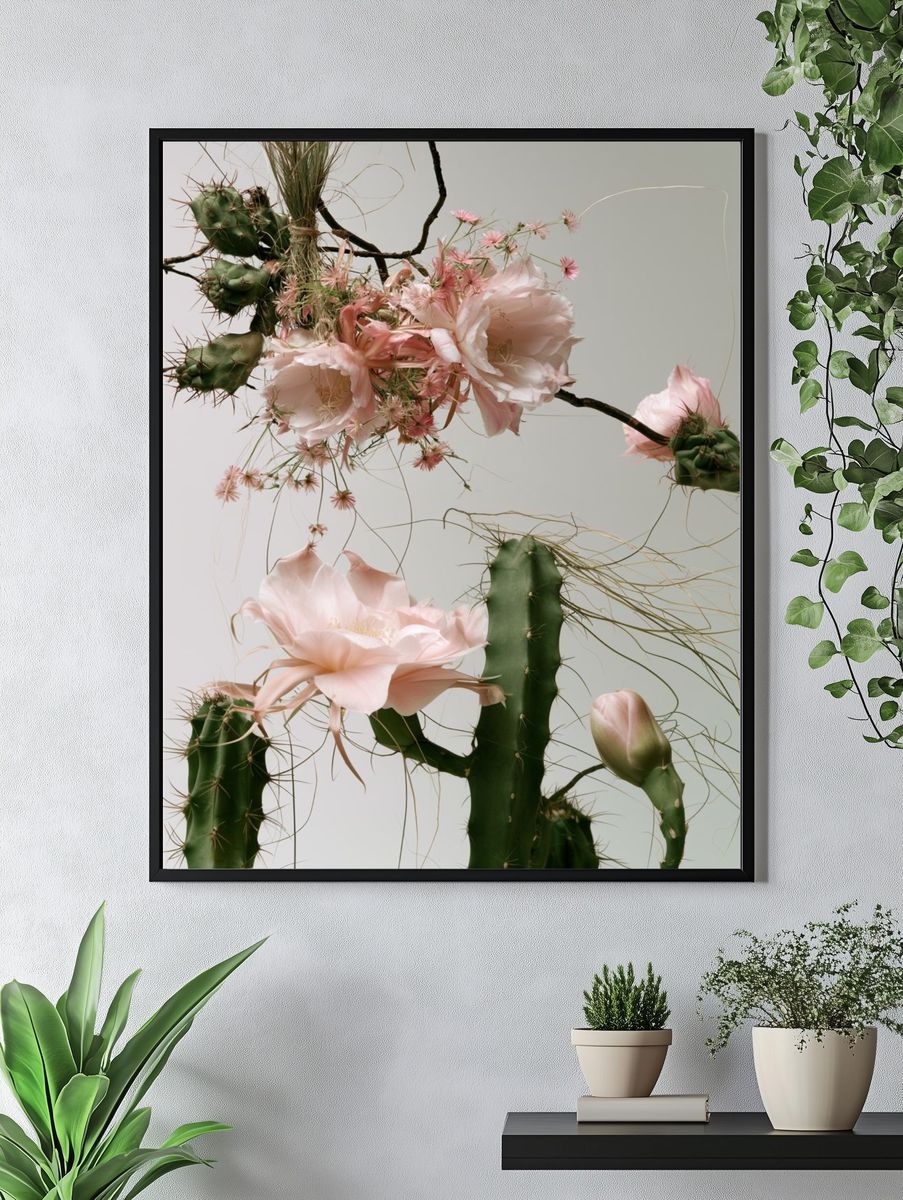 Cactus Bloom Botanical Print. — room view 4
