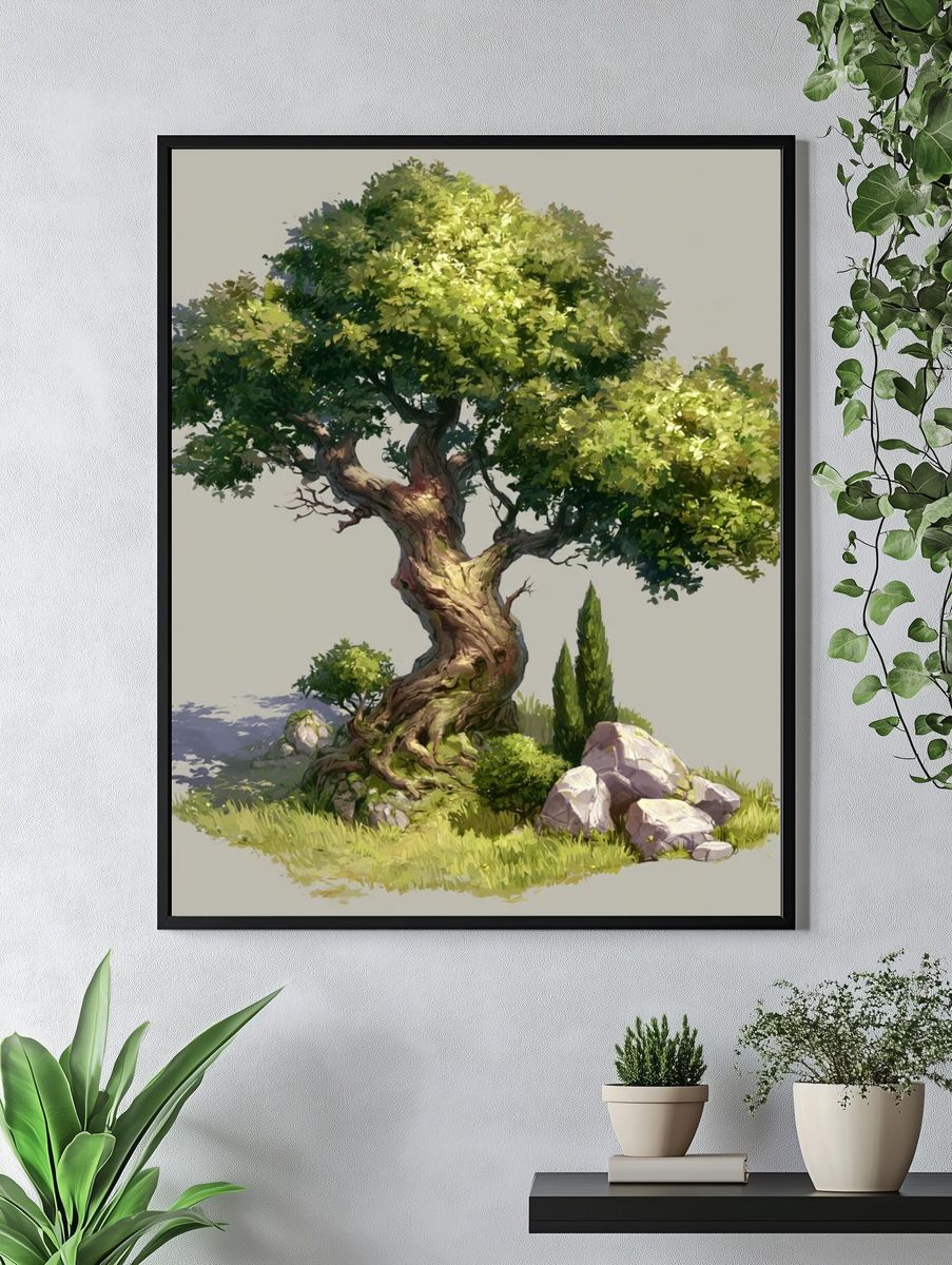 Bonsai Tree Illustration Poster. — room view 4