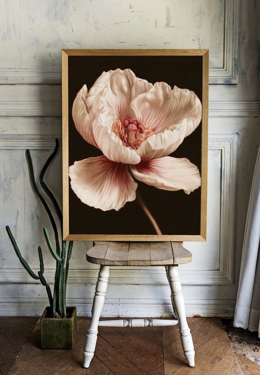 Blush Peony Botanical Print. room preview