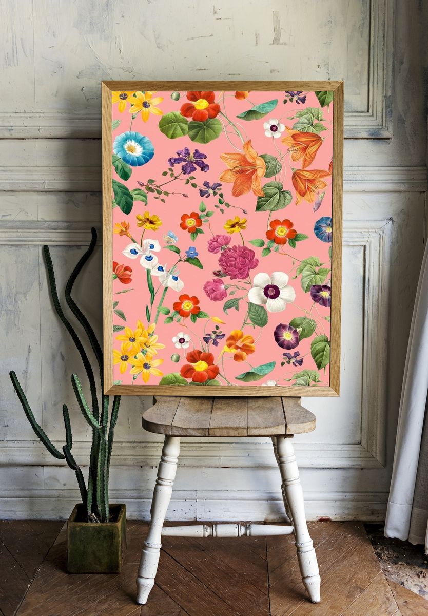 Vintage floral pattern mobile wallpaper room preview
