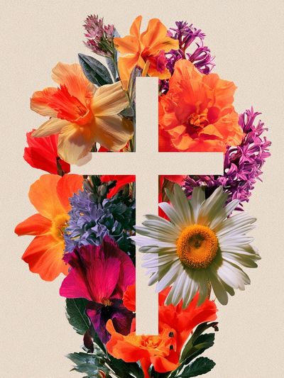 Floral Cross Botanical Print.