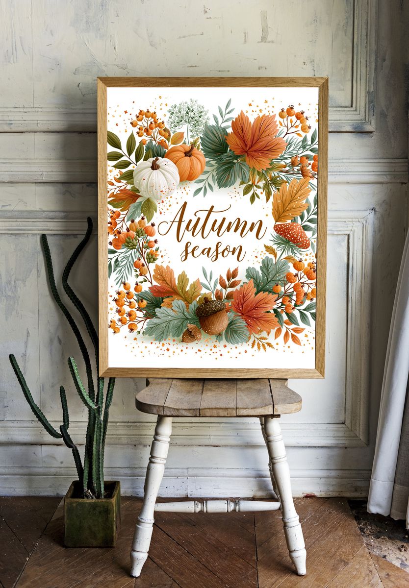 Autumn Season Botanical Poster. — room view 1