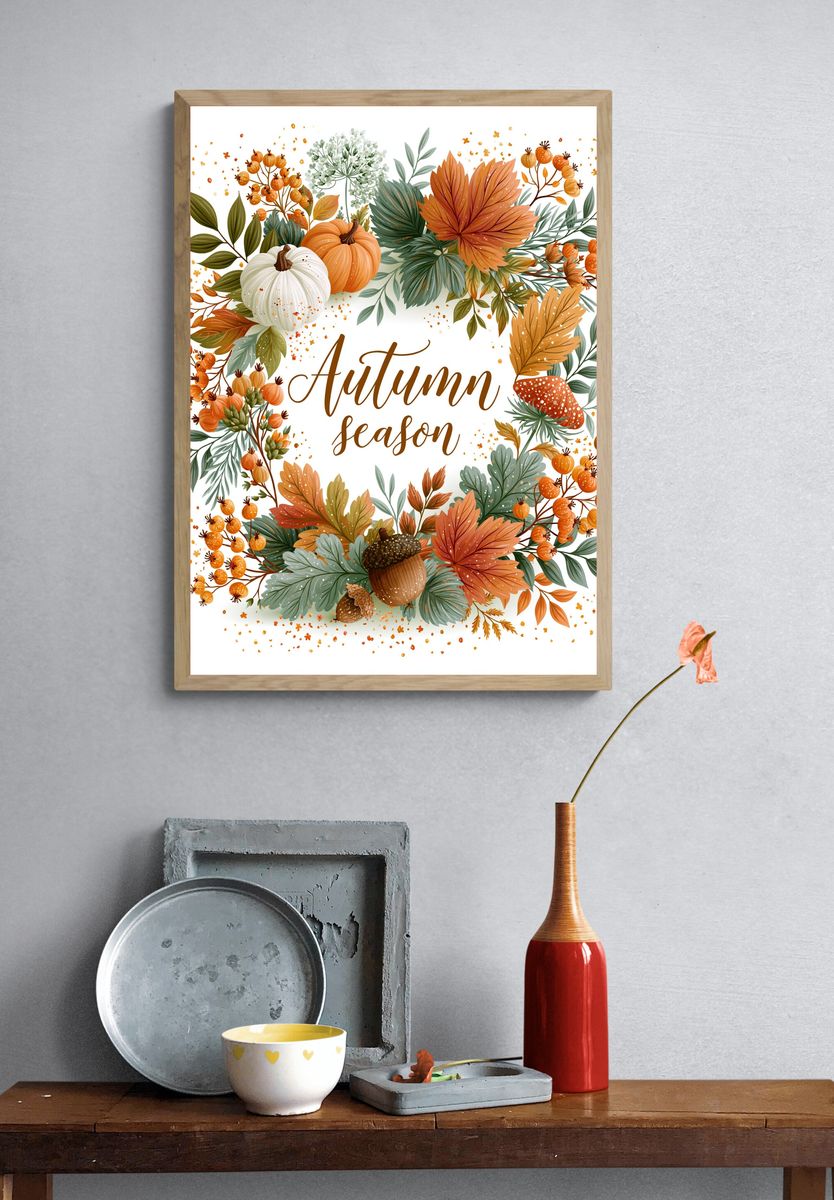 Autumn Season Botanical Poster. — room view 3