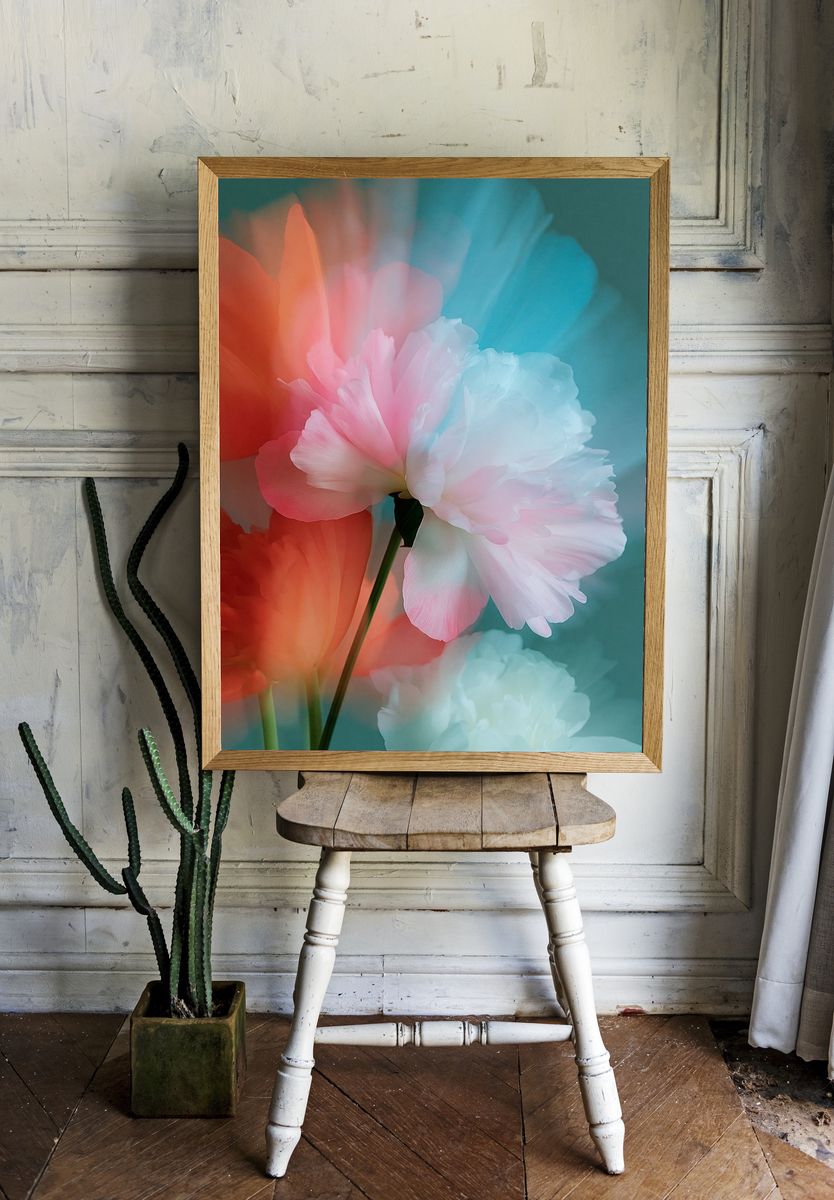 Dreamy Peony Bloom Print. room preview