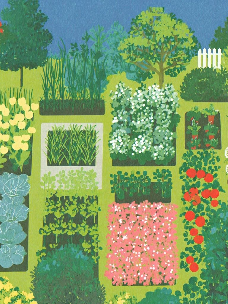 Garden Patchwork Botanical Print. poster detail