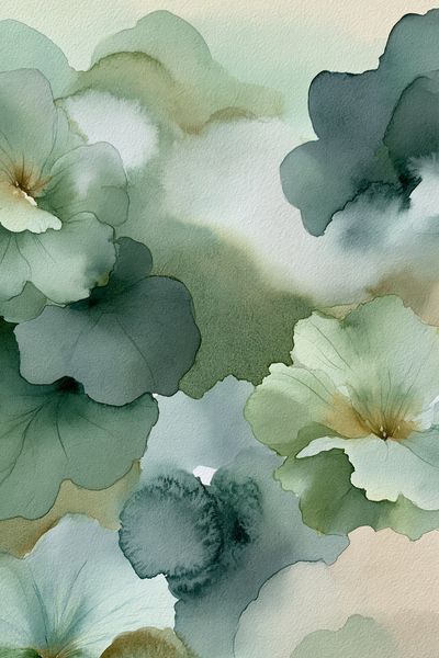 Soft Green Floral Watercolor Poster. poster