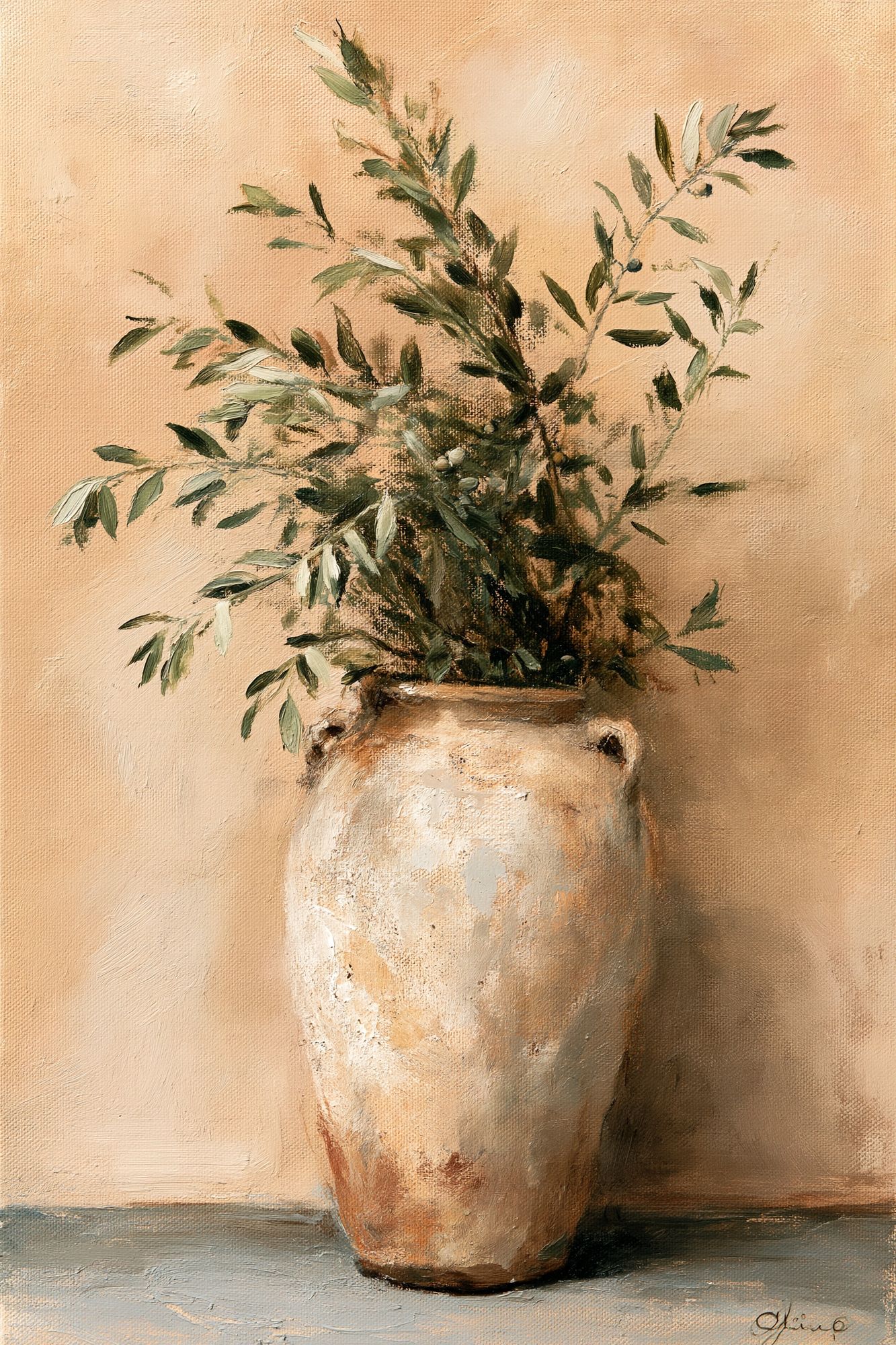 Olive Branch Vase Painting Poster. poster detail