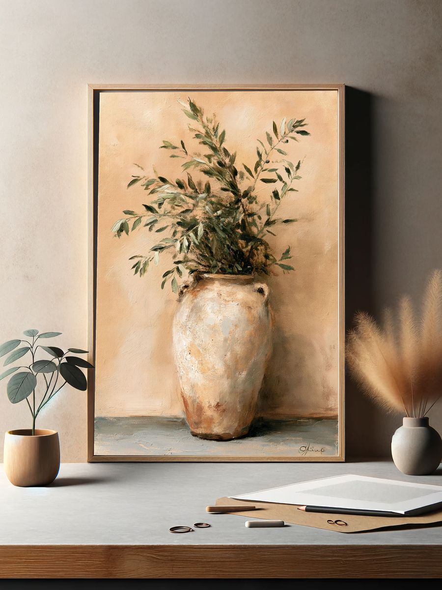 Olive Branch Vase Painting Poster. — room view 2