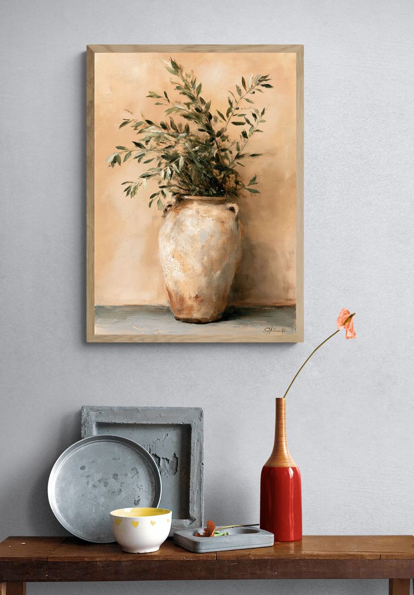 Olive Branch Vase Painting Poster. — room view 3