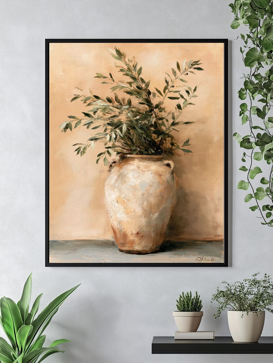 Olive Branch Vase Painting Poster. — room view 4