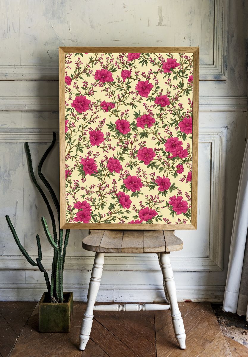 Pink Blossom Botanical Print. — room view 1