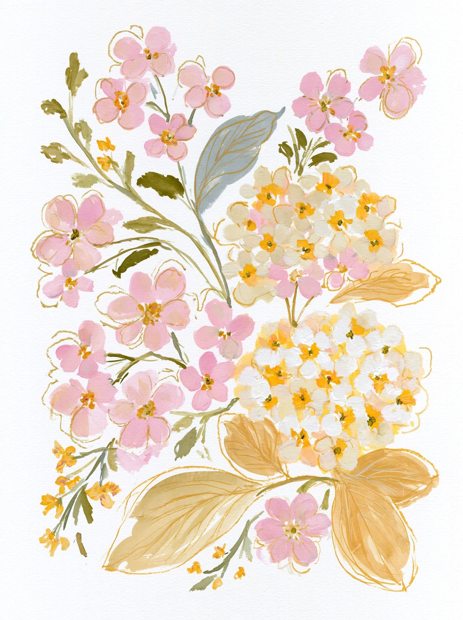 Pastel Floral Watercolor Print. poster — botanical art
