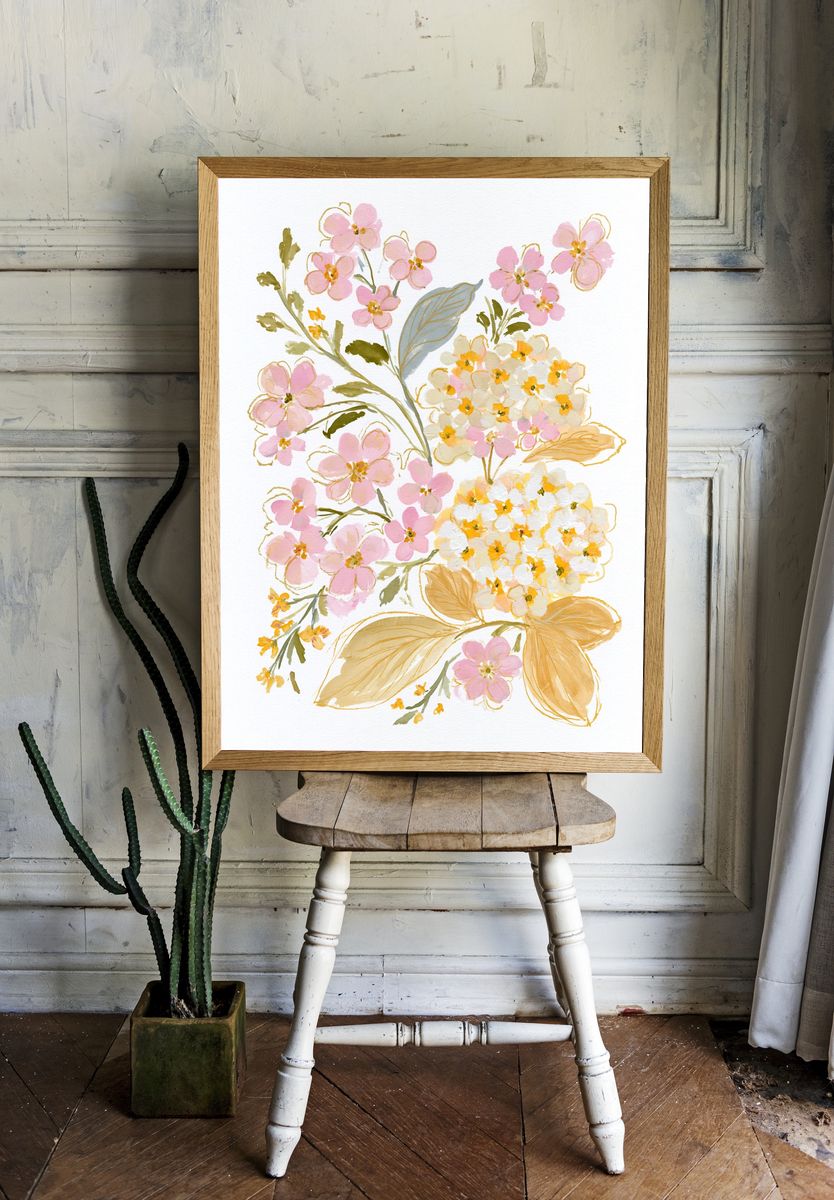 Pastel Floral Watercolor Print. — room view 1