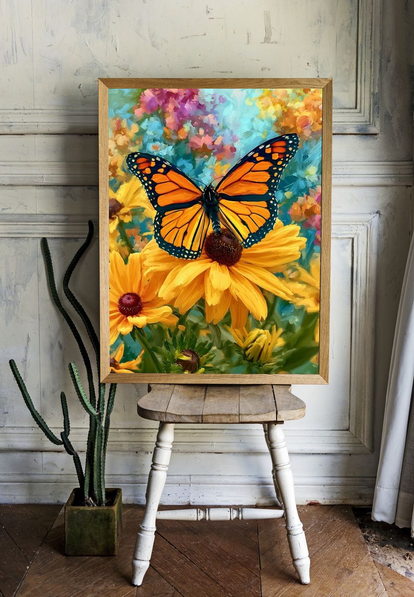 Monarch Butterfly Garden Print. — room view 1