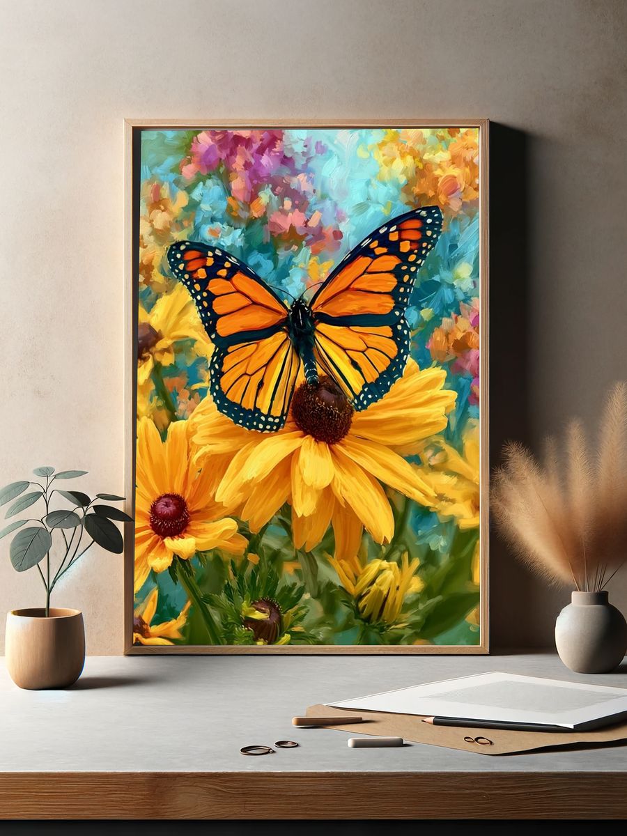 Monarch Butterfly Garden Print. — room view 2