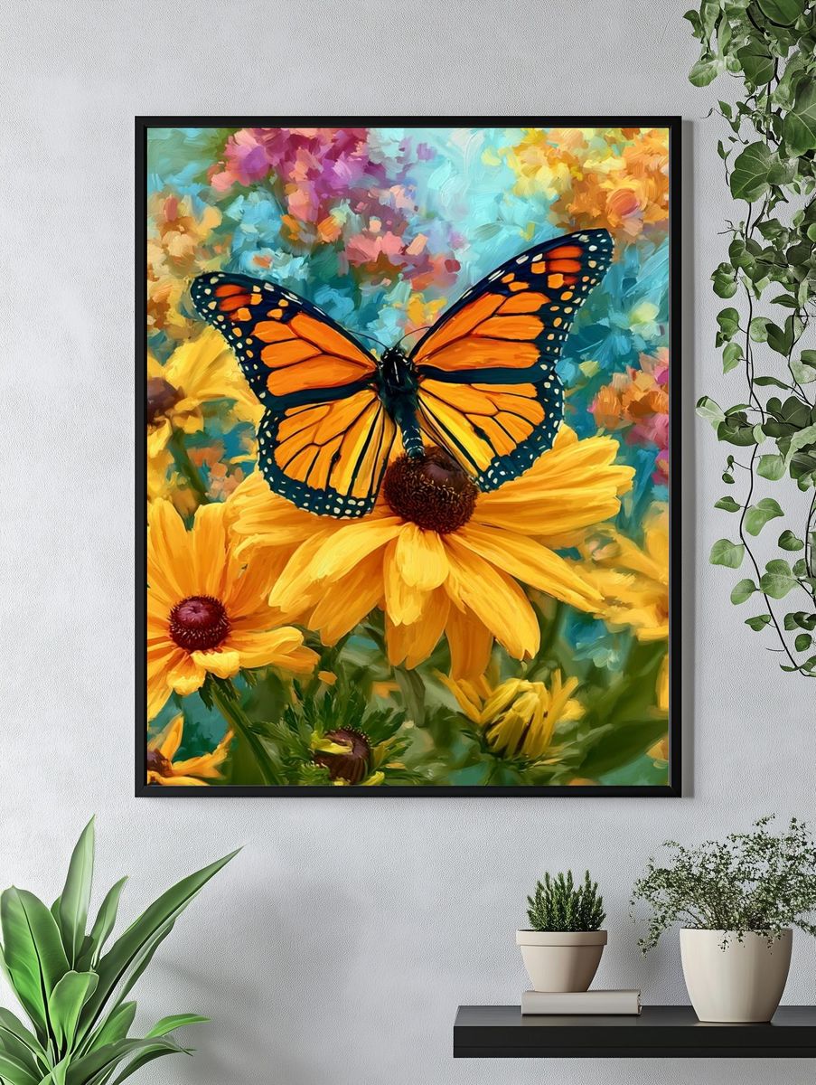 Monarch Butterfly Garden Print. — room view 4