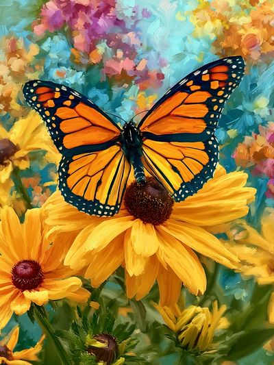 Monarch Butterfly Garden Print. poster